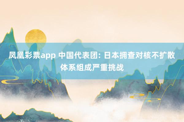凤凰彩票app 中国代表团: 日本拥查对核不扩散体系组成严重挑战