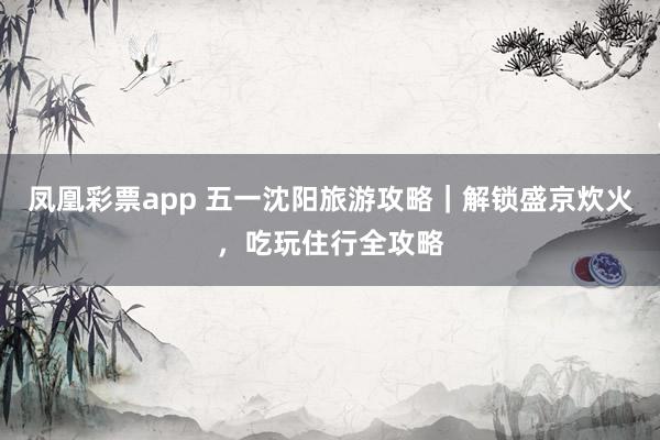 凤凰彩票app 五一沈阳旅游攻略｜解锁盛京炊火，吃玩住行全攻略