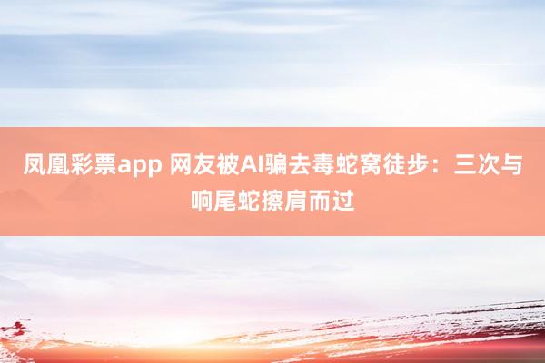 凤凰彩票app 网友被AI骗去毒蛇窝徒步：三次与响尾蛇擦肩而过