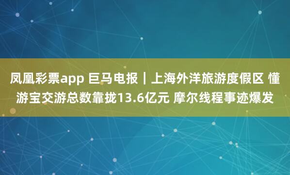 凤凰彩票app 巨马电报｜上海外洋旅游度假区 懂游宝交游总数靠拢13.6亿元 摩尔线程事迹爆发
