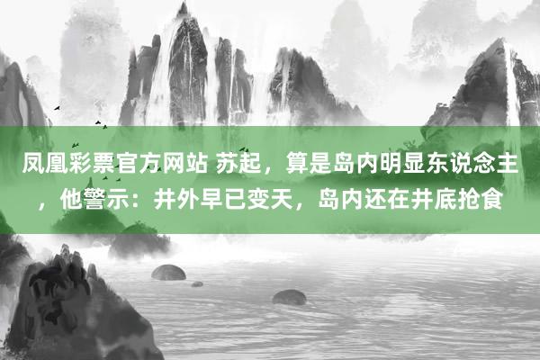 凤凰彩票官方网站 苏起，算是岛内明显东说念主，他警示：井外早已变天，岛内还在井底抢食