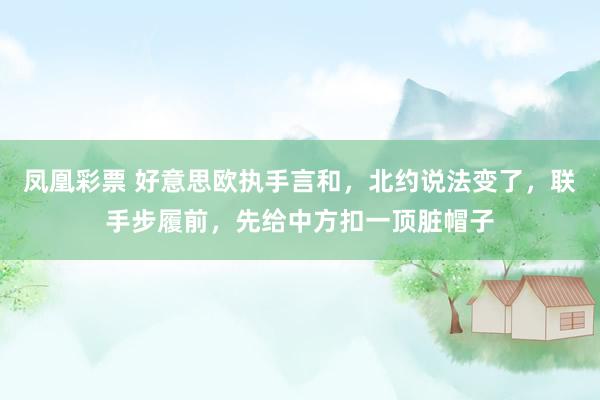 凤凰彩票 好意思欧执手言和，北约说法变了，联手步履前，先给中方扣一顶脏帽子